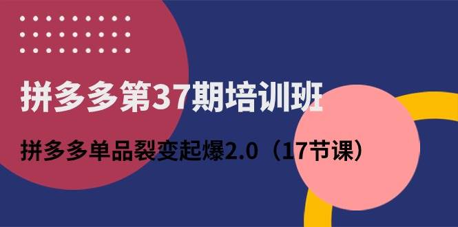 拼多多第37期培训班：拼多多单品裂变起爆2.0（17节课）