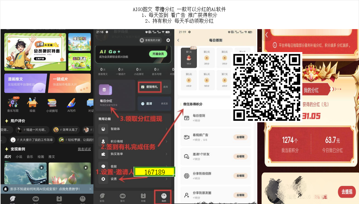 一款可以分红的Ai软件 AIGO图文 零撸分红